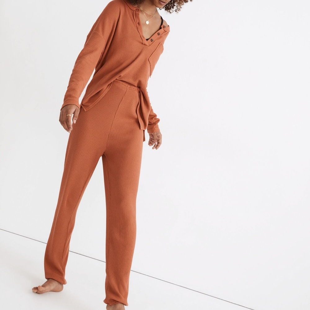 Madewell green cozy waffle pants